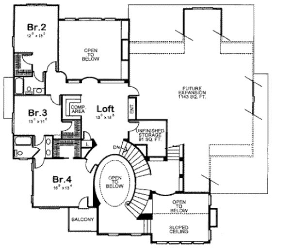 House Plan Design - European Floor Plan - Upper Floor Plan #20-1581