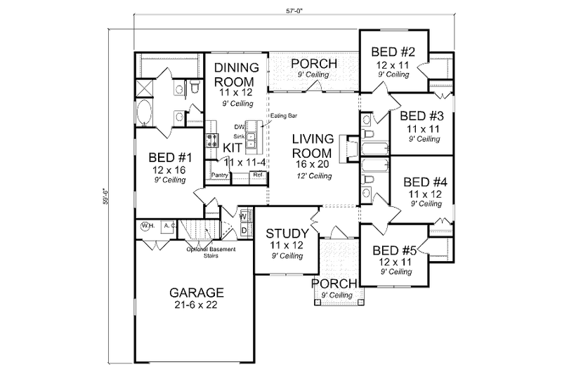 Home Plan - Floor Plan - Main Floor for Traditional House Plan #513-18 - 5 bed, 3 bath