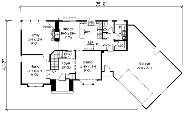 Tudor Floor Plan - Main Floor Plan #51-118