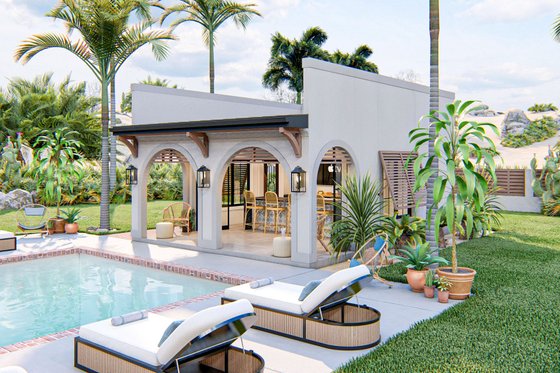 Exterior - Other Elevation for Mediterranean House Plan #455-640, 1 bath