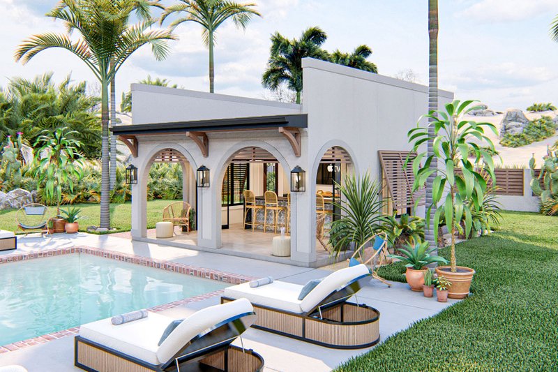 Home Plan - Exterior - Other Elevation for Mediterranean House Plan #455-640, 1 bath