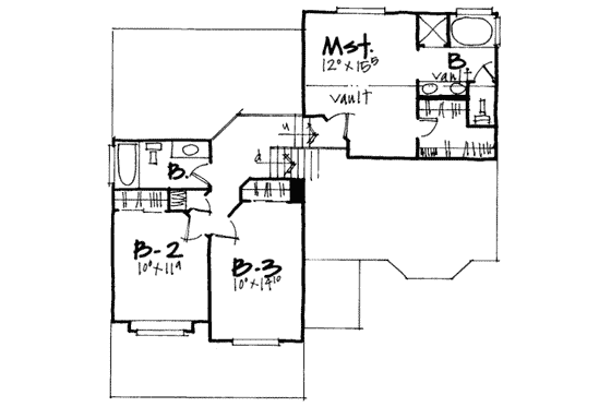 Floor Plan - Upper Floor for Traditional House Plan #308-201 - 3 bed, 2.5 bath