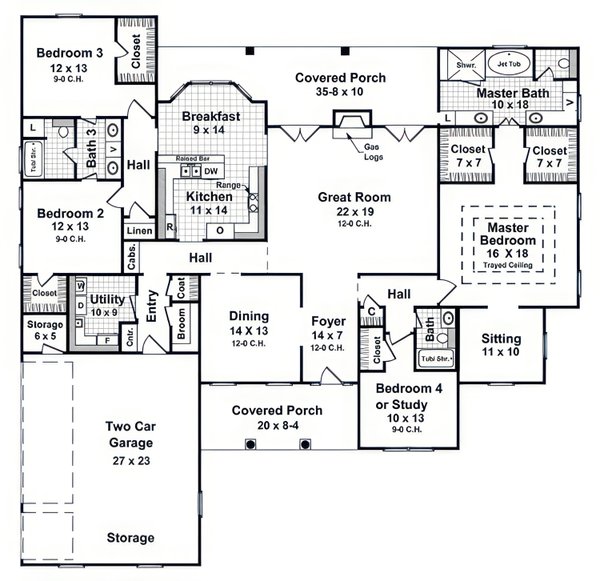 Dream House Plan - Floor Plan - Upper Floor for Country House Plan #21-657 - 4 bed, 3 bath