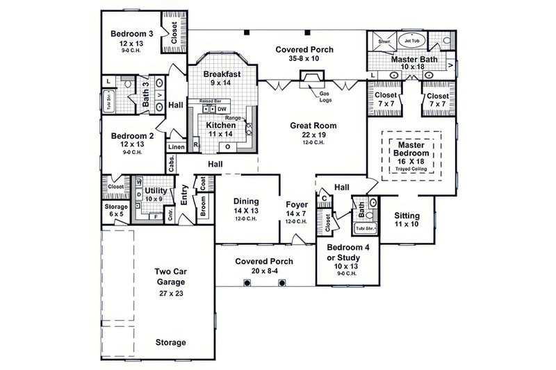 Dream House Plan - Floor Plan - Upper Floor for Country House Plan #21-657 - 4 bed, 3 bath