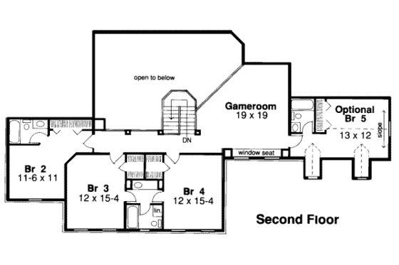 Floor Plan - Upper Floor for Colonial House Plan #312-335 - 5 bed, 4.5 bath