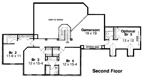 Colonial Floor Plan - Upper Floor Plan #312-335
