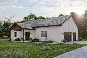 Architectural House Design - Exterior - Front Elevation for Barndominium House Plan #455-552 - 1 bed, 1.5 bath
