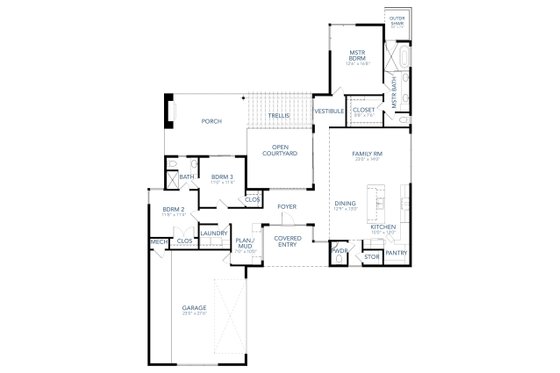 Floor Plan - Main Floor for Contemporary House Plan #80-220 - 3 bed, 2.5 bath