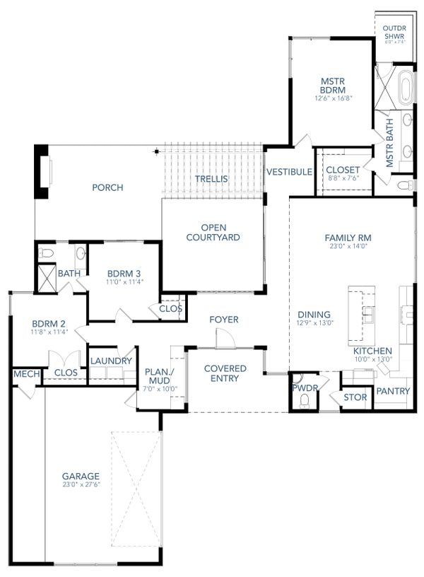 Contemporary Floor Plan - Main Floor Plan #80-220