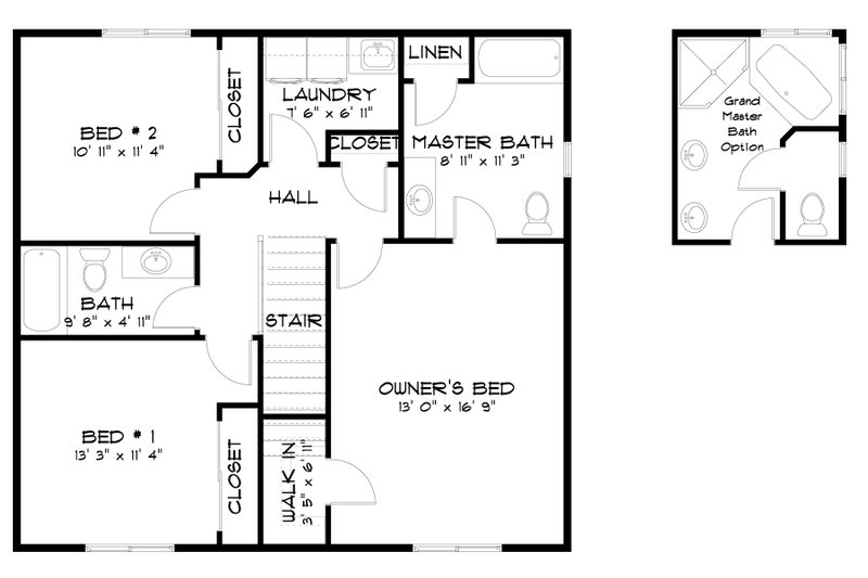 House Blueprint - Floor Plan - Upper Floor for Farmhouse House Plan #1060-442 - 3 bed, 2.5 bath