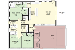 Floor Plan - Main Floor for Barndominium House Plan #1092-28 - 3 bed, 2.5 bath