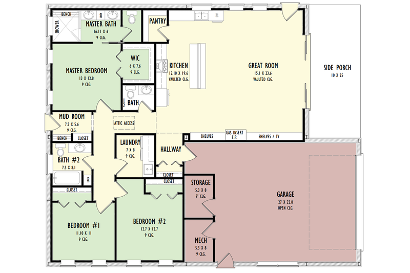 House Plan Design - Floor Plan - Main Floor for Barndominium House Plan #1092-28 - 3 bed, 2.5 bath