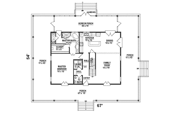Floor Plan - Main Floor for Country House Plan #81-102 - 3 bed, 2.5 bath