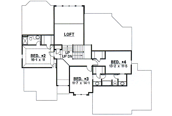 European Floor Plan - Upper Floor Plan #67-706