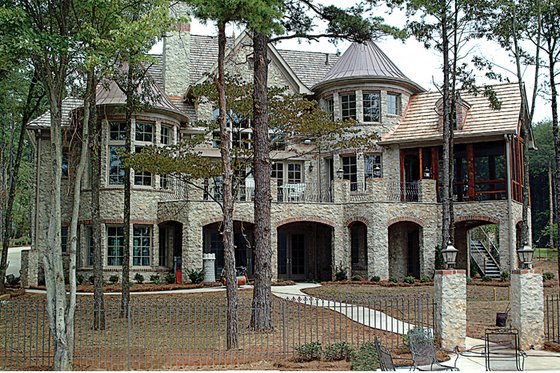 Exterior - Rear Elevation for European House Plan #453-51 - 4 bed, 5.5 bath