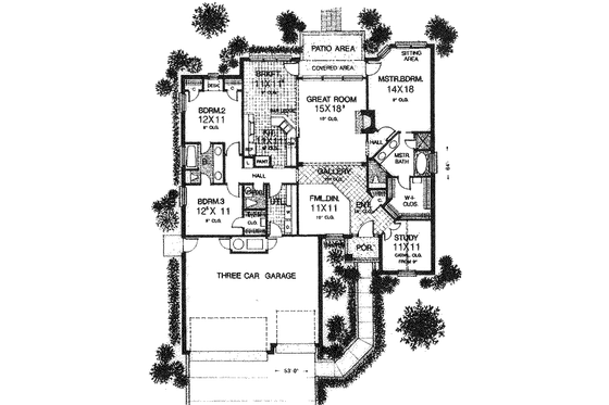 Floor Plan - Main Floor for European House Plan #310-919 - 3 bed, 2.5 bath