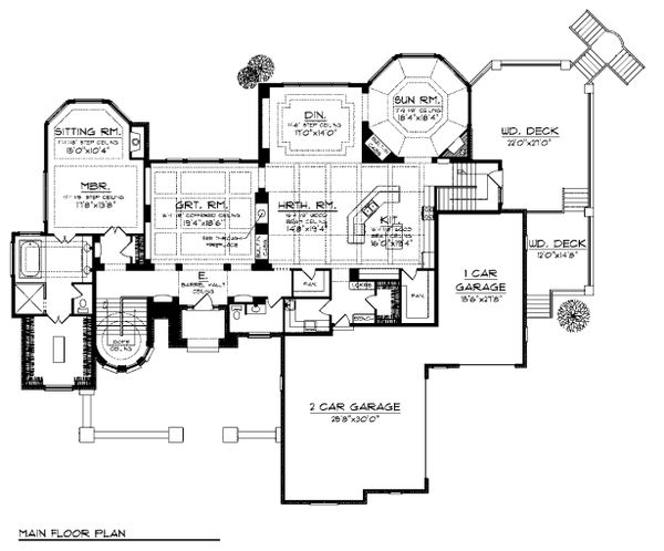 Main Level floor plan  - 6400 square foot European style home