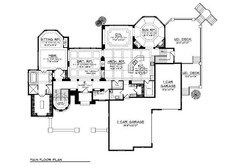Architectural House Design - Main Level floor plan  - 6400 square foot European style home