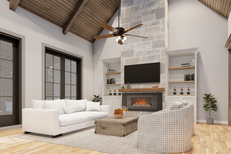 House Blueprint - Interior - Family Room 1 for European House Plan #923-3 - 4 bed, 3.5 bath