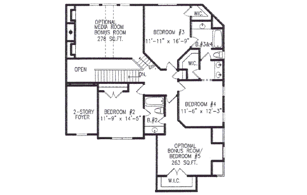 Traditional Floor Plan - Upper Floor Plan #54-135