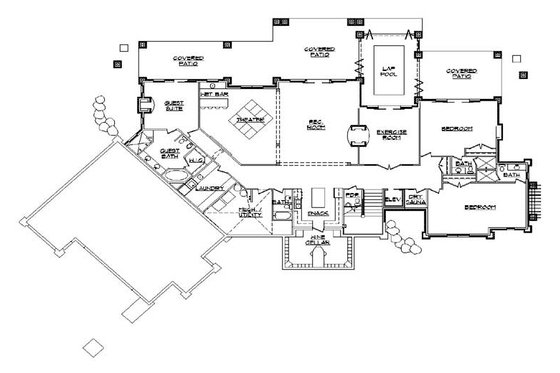 Floor Plan - Lower Floor for Traditional House Plan #5-349 - 5 bed, 7.5 bath