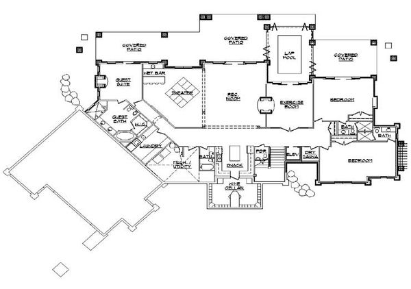 Architectural House Design - Traditional Floor Plan - Lower Floor Plan #5-349