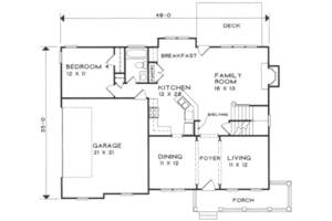 Floor Plan - Main Floor for Traditional House Plan #129-107 - 4 bed, 3 bath