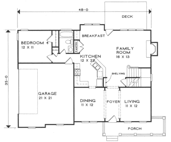 Traditional Floor Plan - Main Floor Plan #129-107
