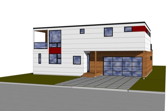 Modern style home design, front elevation