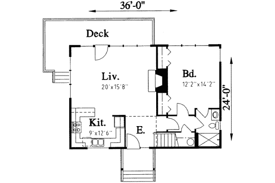 Floor Plan - Main Floor for Traditional House Plan #303-309 - 2 bed, 1.5 bath