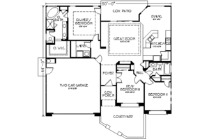 Floor Plan - Main Floor for Adobe / Southwestern House Plan #24-217 - 3 bed, 2 bath
