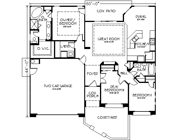 Adobe / Southwestern Floor Plan - Main Floor Plan #24-217