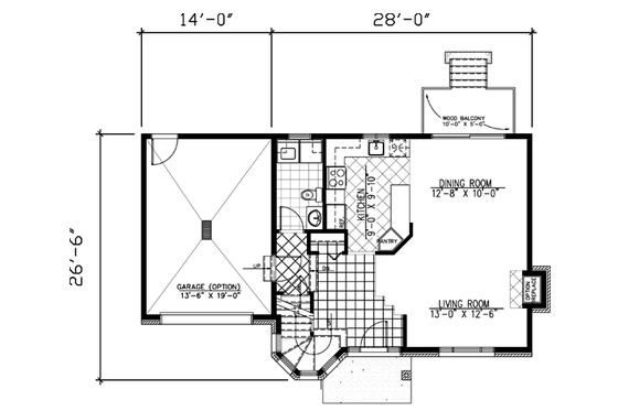 Floor Plan - Main Floor for European House Plan #138-195 - 3 bed, 1.5 bath