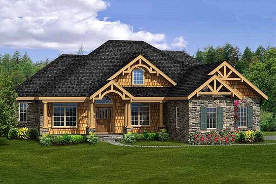 Exterior - Front Elevation for Craftsman House Plan #456-29 - 4 bed, 3.5 bath