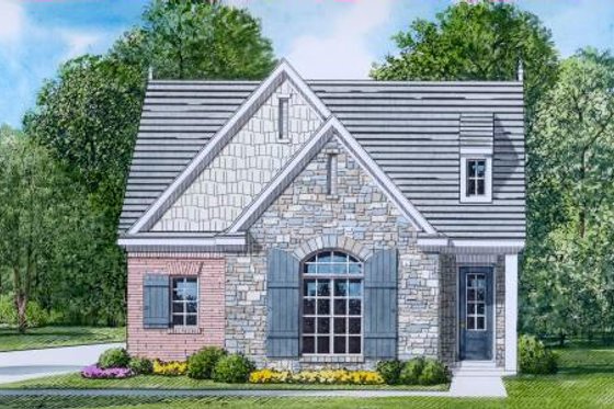 Exterior - Front Elevation for European House Plan #424-44 - 3 bed, 2 bath