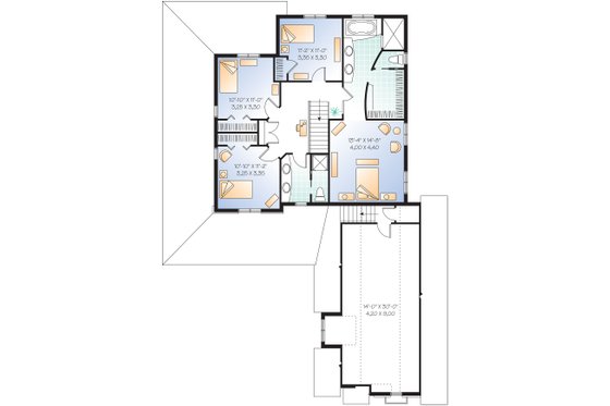 Floor Plan - Upper Floor for Farmhouse House Plan #23-587 - 4 bed, 2.5 bath