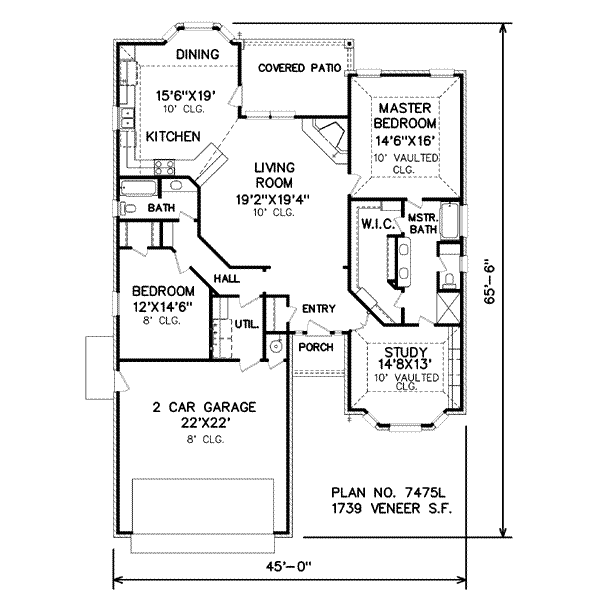 Traditional Style House Plan - 2 Beds 2 Baths 1739 Sq/Ft Plan #65-388 ...