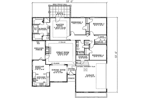 Floor Plan - Main Floor for European House Plan #17-1089 - 4 bed, 2 bath