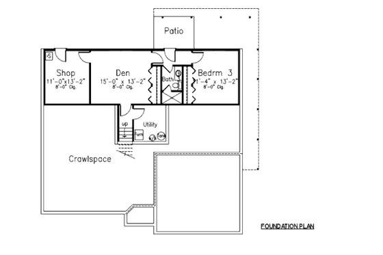 Floor Plan - Lower Floor for Ranch House Plan #52-215 - 3 bed, 2.5 bath