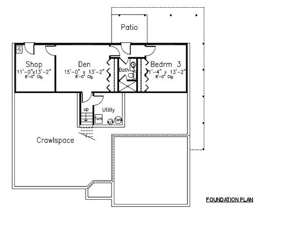 Ranch Floor Plan - Lower Floor Plan #52-215