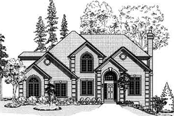 Exterior - Front Elevation for European House Plan #9-109 - 3 bed, 2.5 bath
