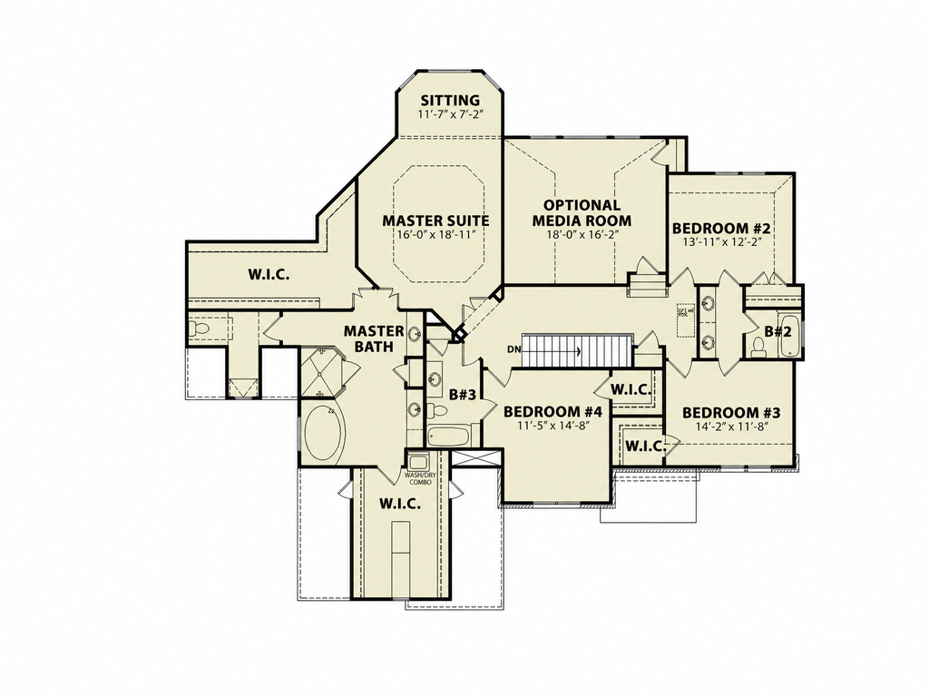 Floor Plan - Upper Floor for Craftsman House Plan #54-721 - 5 bed, 4 bath