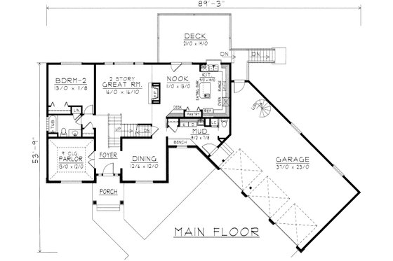 Floor Plan - Main Floor for Country House Plan #112-158 - 4 bed, 3.5 bath