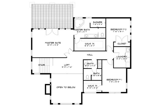 Floor Plan - Upper Floor for Contemporary House Plan #1060-142 - 3 bed, 2.5 bath