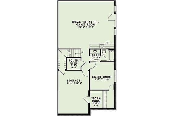 Floor Plan - Lower Floor for European House Plan #17-2439 - 4 bed, 3 bath