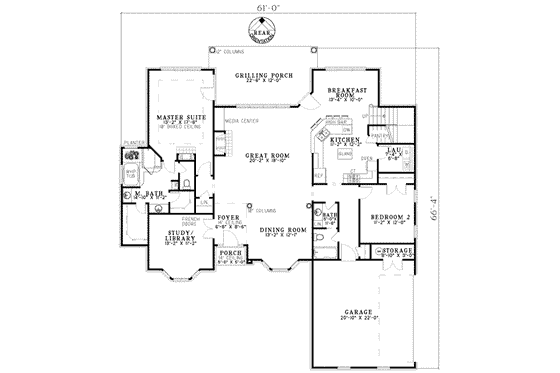 Floor Plan - Main Floor for European House Plan #17-2252 - 4 bed, 3 bath