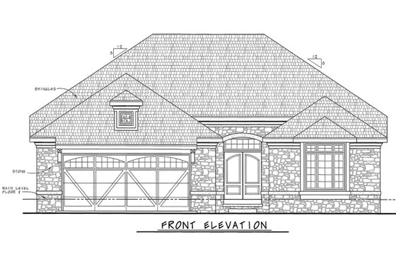 Exterior - Front Elevation 4 for European House Plan #20-2069 - 2 bed, 2 bath