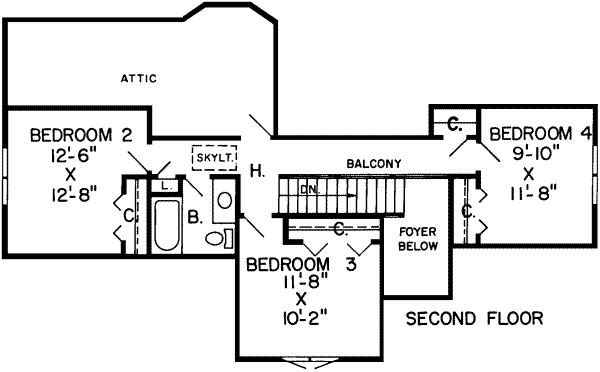 European Floor Plan - Upper Floor Plan #312-104