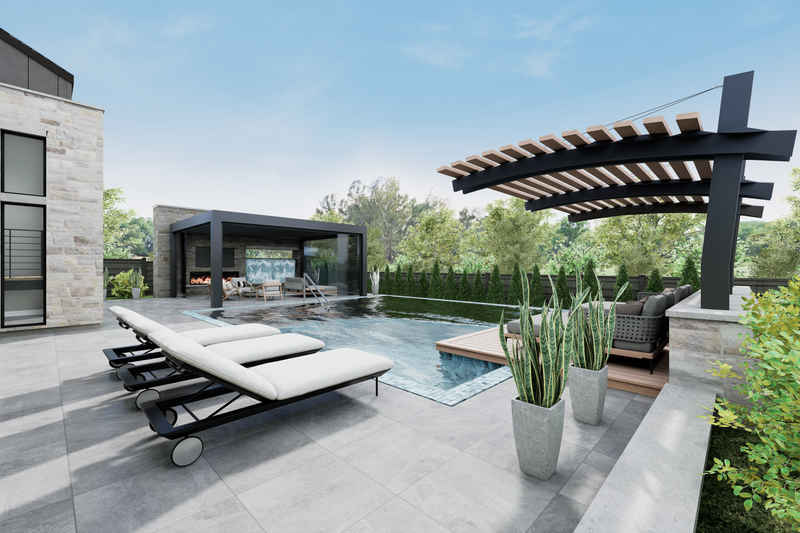 House Blueprint - Exterior - Outdoor Living 18 for Modern House Plan #1087-1 - 4 bed, 3.5 bath