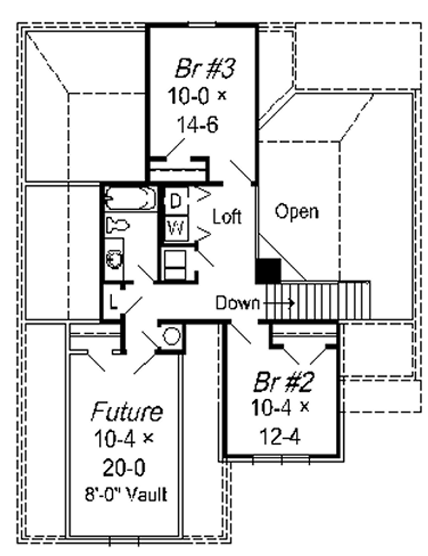 Floor Plan - Upper Floor for European House Plan #329-212 - 3 bed, 2.5 bath